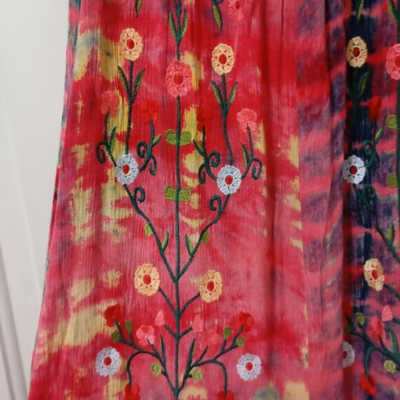 Wonderland By Orange Vintage Romper Sz M With Floral Embroidery & Tie-Dye Design - Picture 8 of 12